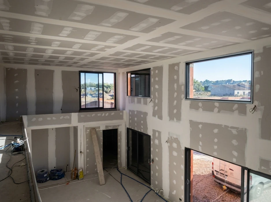 Intérieur d'une construction neuve en phase de second œuvre