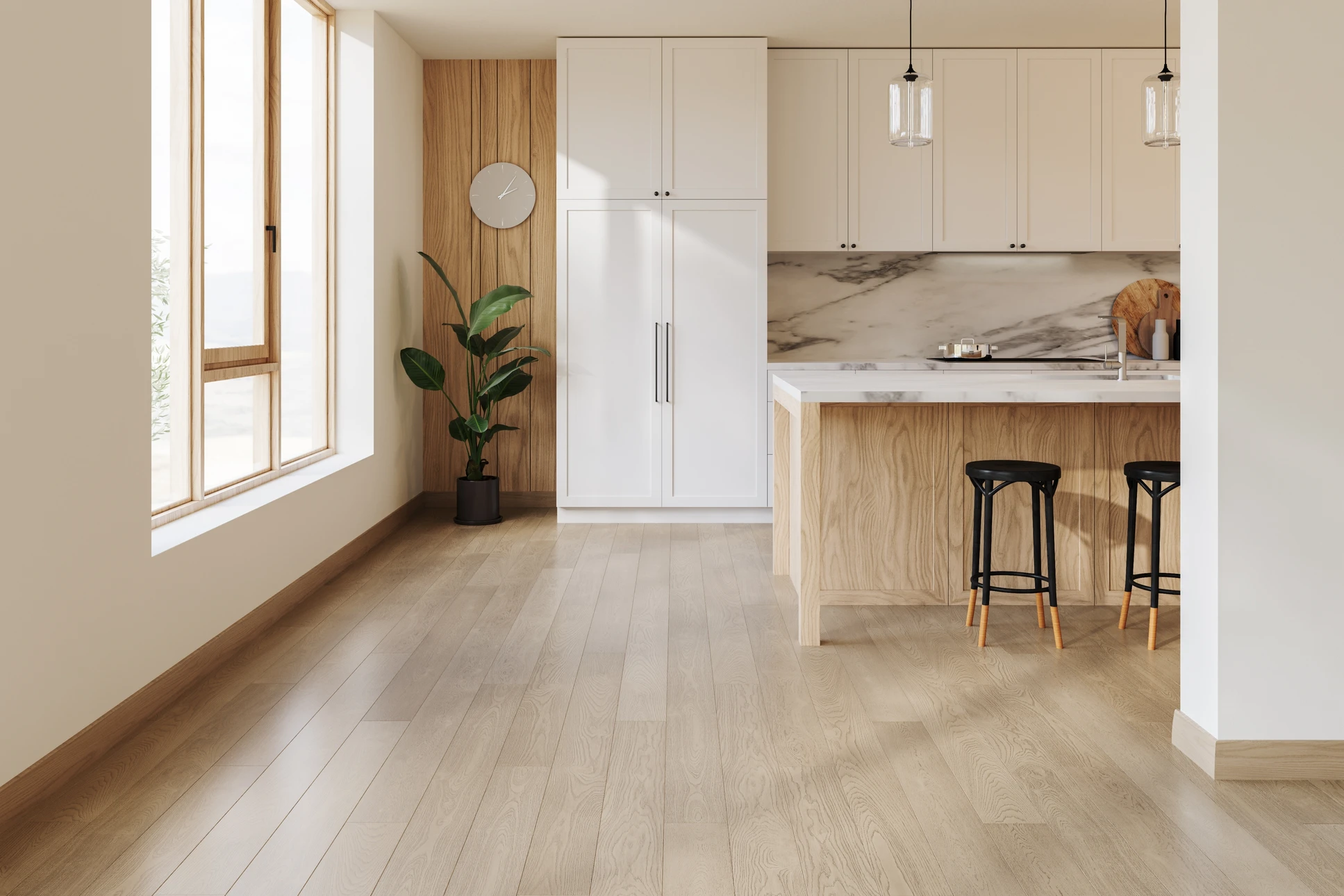 Int&eacute;rieur de chantier avec ouvrier appliquant enduit sur mur